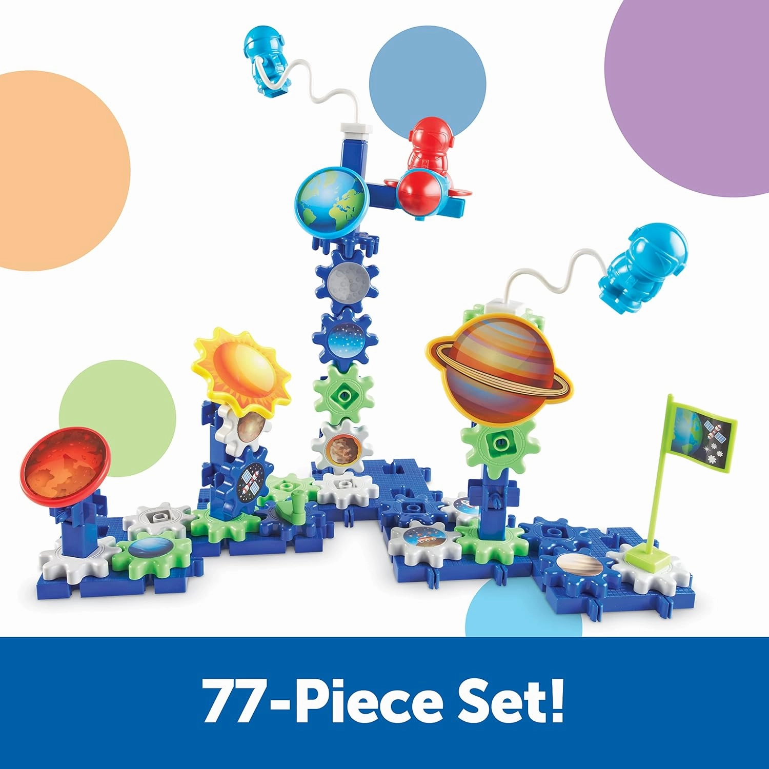 Learning Resources Gears! Gears! Gears! Space Explorers Building Set, 77 Pieces, Ages 4 , Gears & Construction Toy, STEM Toys, Gears for Kids