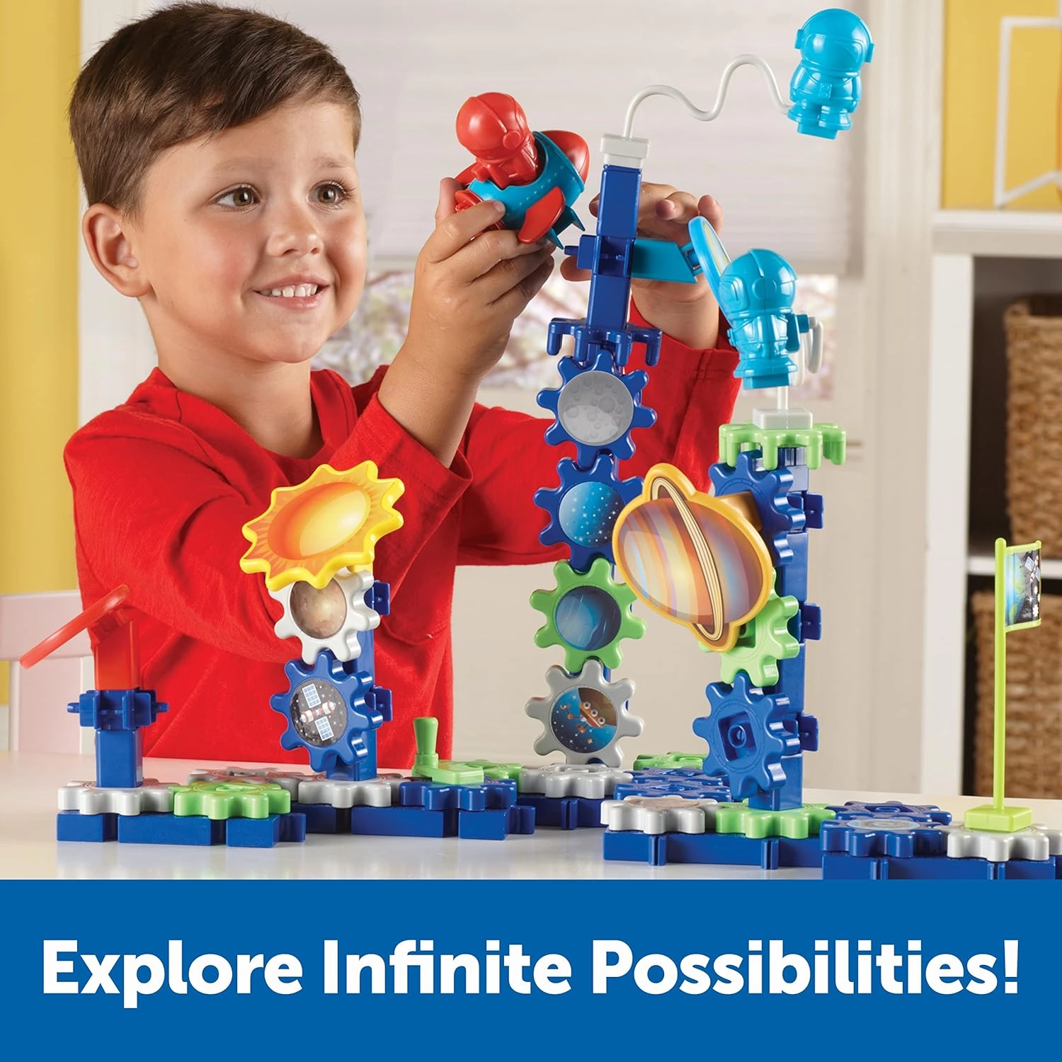 Learning Resources Gears! Gears! Gears! Space Explorers Building Set, 77 Pieces, Ages 4 , Gears & Construction Toy, STEM Toys, Gears for Kids