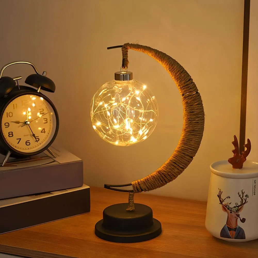 LED Moon Ball Lamp – Decorative Battery-Operated Table Lamp