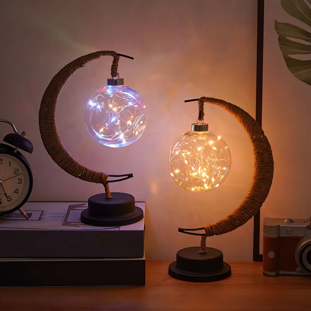 LED Moon Ball Lamp – Decorative Battery-Operated Table Lamp