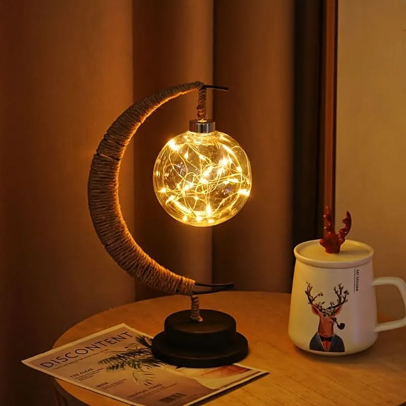 LED Moon Ball Lamp – Decorative Battery-Operated Table Lamp