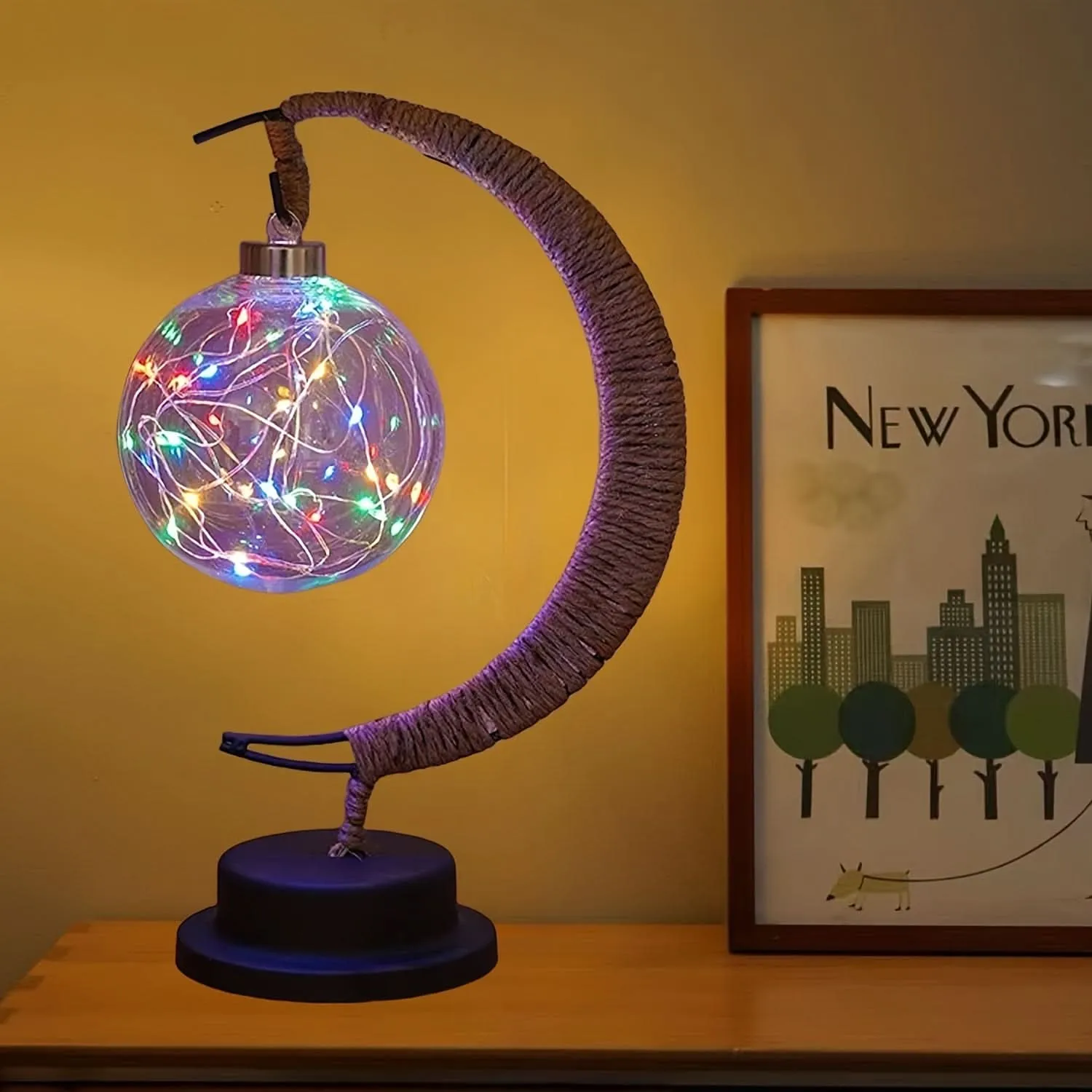 LED Moon Ball Lamp – Decorative Battery-Operated Table Lamp