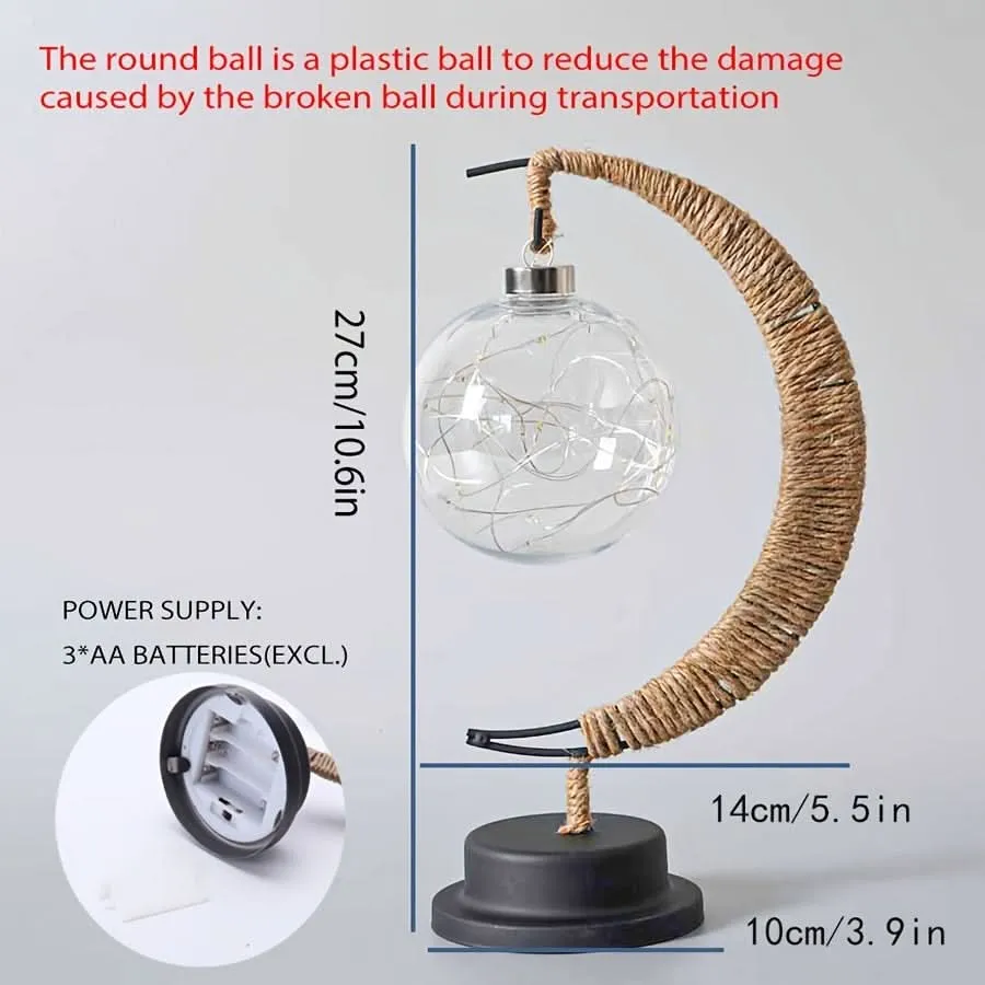 LED Moon Ball Lamp – Decorative Battery-Operated Table Lamp
