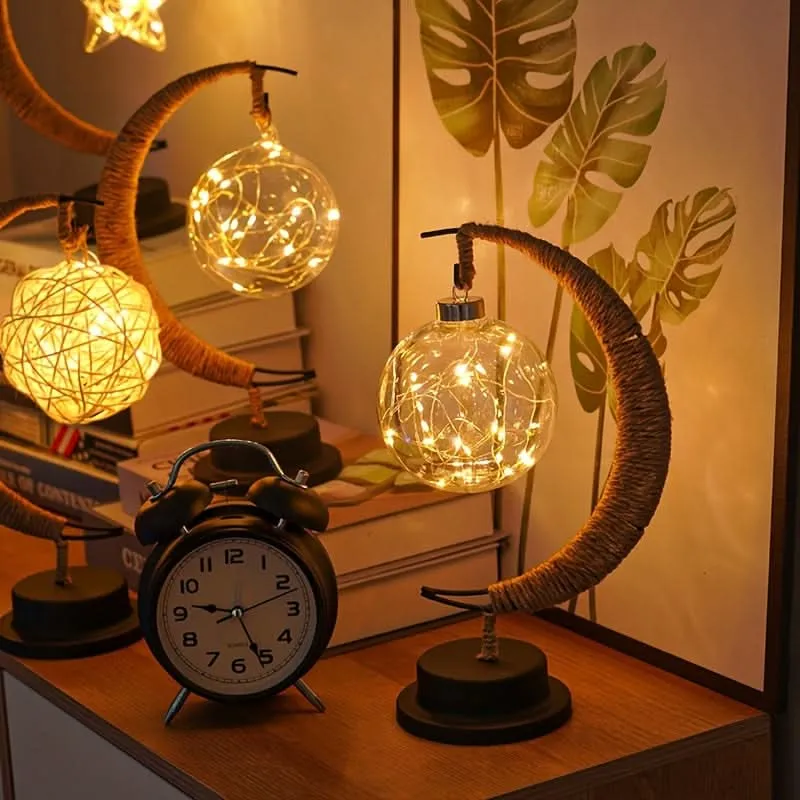 LED Moon Ball Lamp – Decorative Battery-Operated Table Lamp