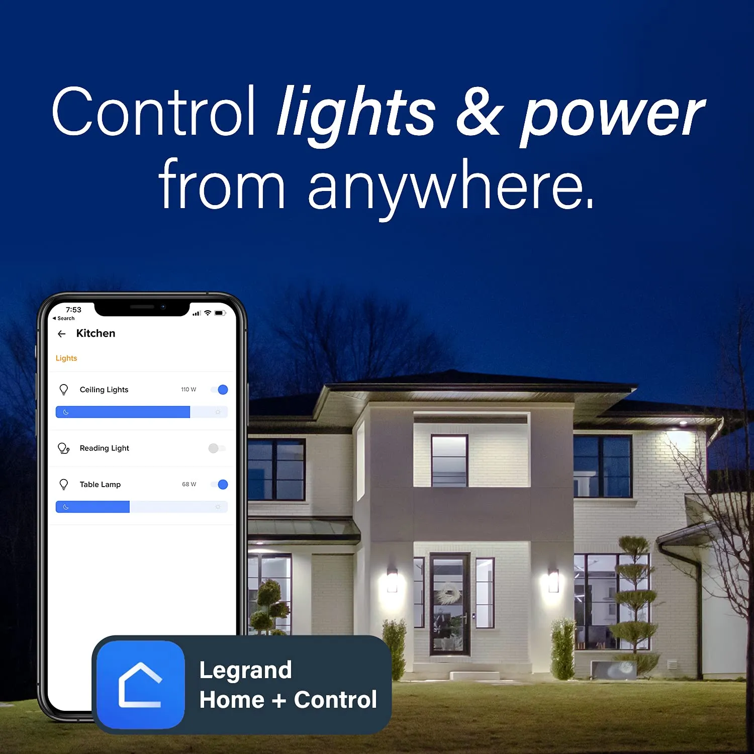 Legrand adorne with Netatmo Tru Universal Wi-Fi Enabled Smart Dimmer Switch in Graphite, WNAL50G1