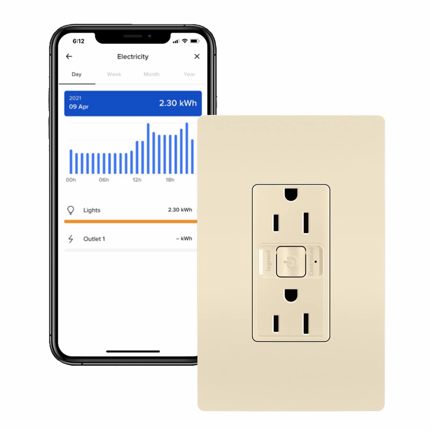 Legrand Radiant WNRR15LA 15 Amp Smart Outlet with Netatmo, Compatible with Alexa, Google Assistant & Apple HomeKit, 15A, Light Almond (1 Count)