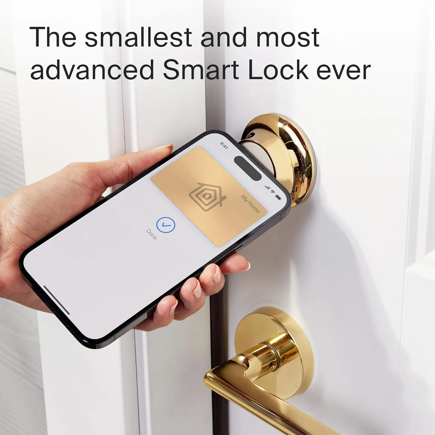 Level Lock  WiFi Deadbolt Smart Lock - World's Smallest Smart Lock Plus Apple Home Key - Lock/Unlock Anywhere - Level App for iOS & Android - Works with Apple Home, Alexa, GoogleHome (Polished Brass)