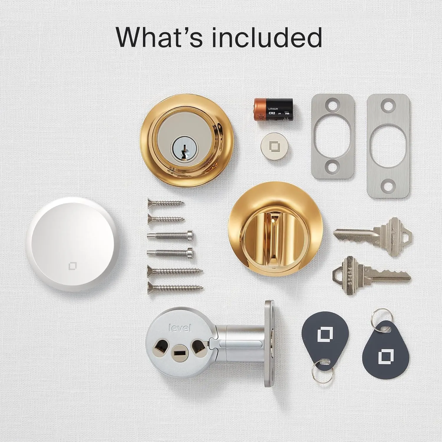 Level Lock  WiFi Deadbolt Smart Lock - World's Smallest Smart Lock Plus Apple Home Key - Lock/Unlock Anywhere - Level App for iOS & Android - Works with Apple Home, Alexa, GoogleHome (Polished Brass)