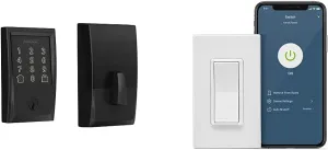 Leviton Decora Smart Wi-Fi Switch & Schlage Encode Smart WiFi Deadbolt, Matte Black Century