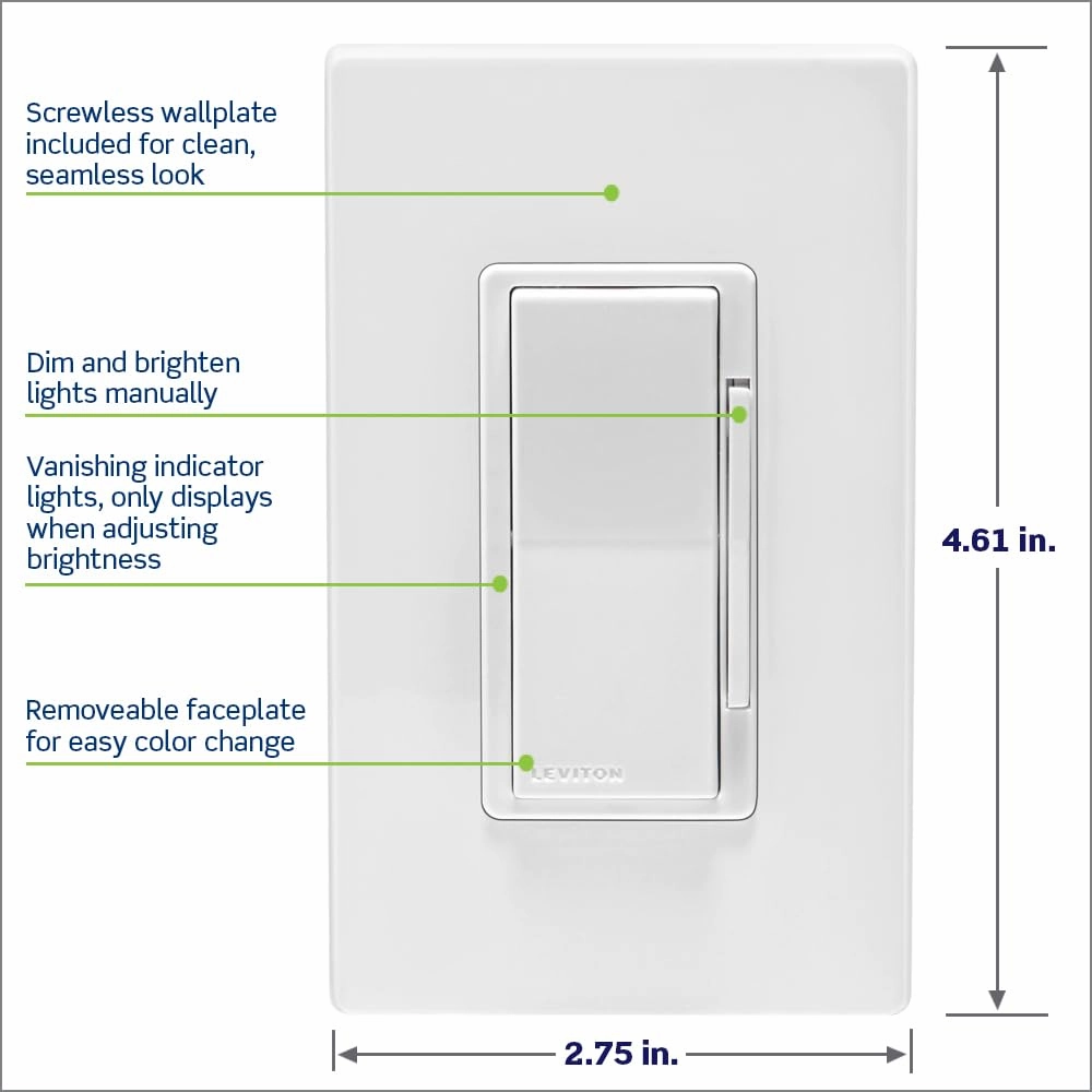 Leviton Decora Smart Dimmer Z-Wave 800 Series, ZW6HD-1RW