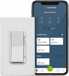 Leviton DW4SF-1BW Decora Smart Wi-Fi Fan Speed Controller, White