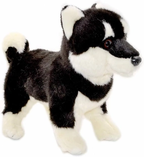 Lifelike Plush Japanese Black Akita Realistic Stuffed Animal Dog Soft Puppy Toy for Kids(11 inch (24-28 cm), Akita)