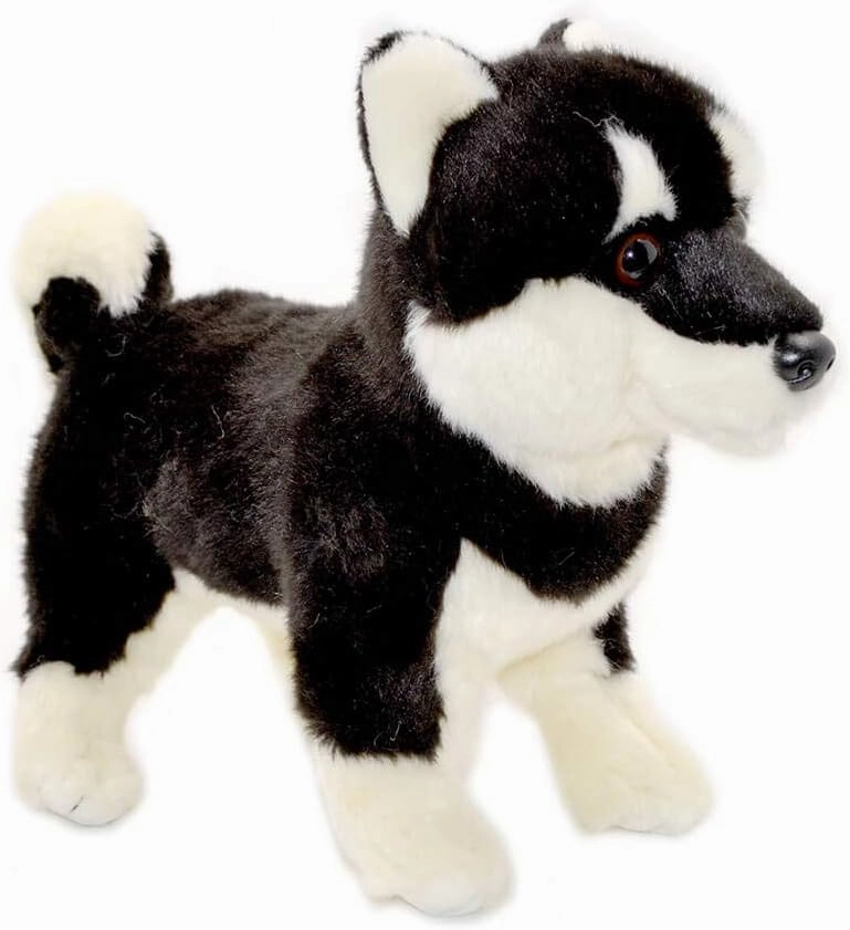 Lifelike Plush Japanese Black Akita Realistic Stuffed Animal Dog Soft Puppy Toy for Kids(11 inch (24-28 cm), Akita)