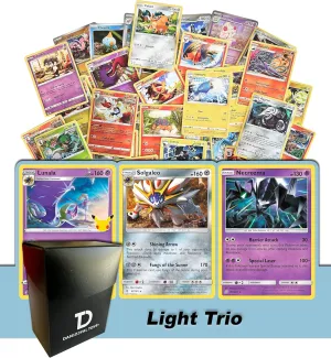 Light Trio TCG Random Assortment Bundle || Guaranteed Light Trio   6 Holographic Cards   6 High HP Cards   Dan123yal Deck Box