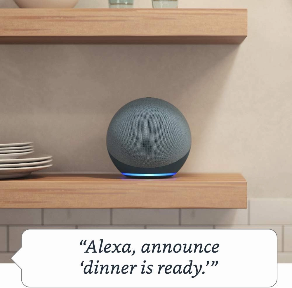 Like-New Amazon Echo (newest model), Alexa speaker with premium sound, Ideal for large bedrooms, living rooms and kitchens, Glacier White