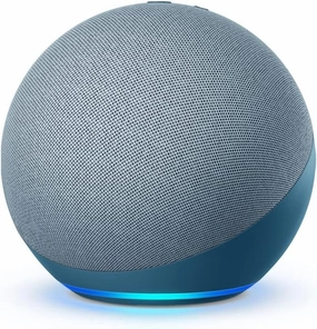 Like-New Amazon Echo (newest model), Alexa speaker with premium sound, Ideal for large bedrooms, living rooms and kitchens, Twilight Blue