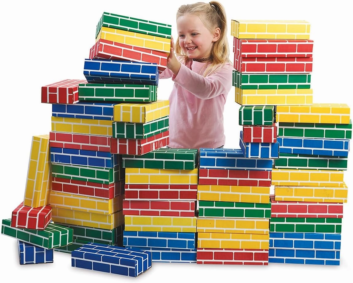 Lillian Vernon Primary Building Bricks - Kids Cardboard Bricks, Each 9" x 4" x 2" (Set of 24)