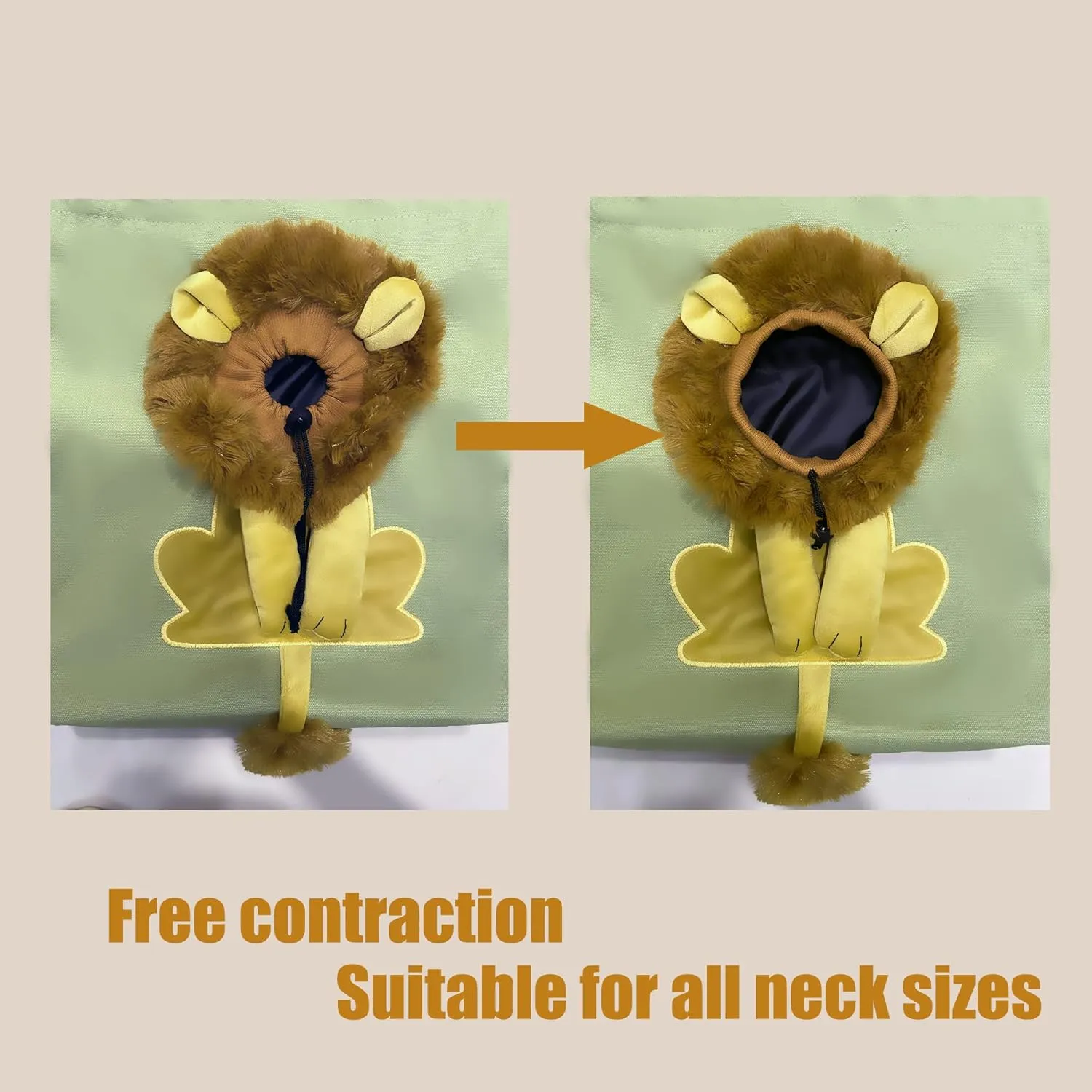 Lion-Shaped Show Head Pet Canvas Shaped Shoulder Bag，Pet Out Bag, Outcrop, Pet Out Shoulder Bag. (Light Green-Large)
