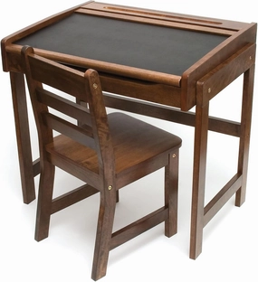 Lipper International Child's Chalkboard Desk and Chair, 2-Piece Set, Walnut Finish