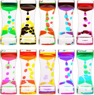 Liquid Motion Bubbler Timer,10 Pack Liquid Bubbler Relaxing Motion Timer Fidget Calming Toys,Sensory Play for Adults and Kid Stress Management,Colorful Hourglass Desk Decor
