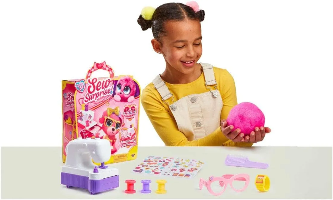 Little Live Pets, Scruff-a-Luvs Sew Surprise: Pink. Rescue, Reveal & Groom A Mystery Puppy Or Kitten. Reveal Outfits to Dress Your Pet with The Magic Sewing Machine