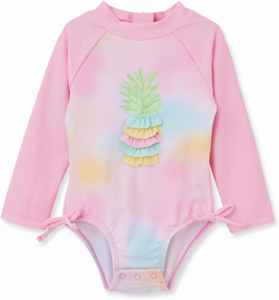 Little Me Baby Girl's Two-Piece UPF  50 Sun Protection Rash Guard Set
