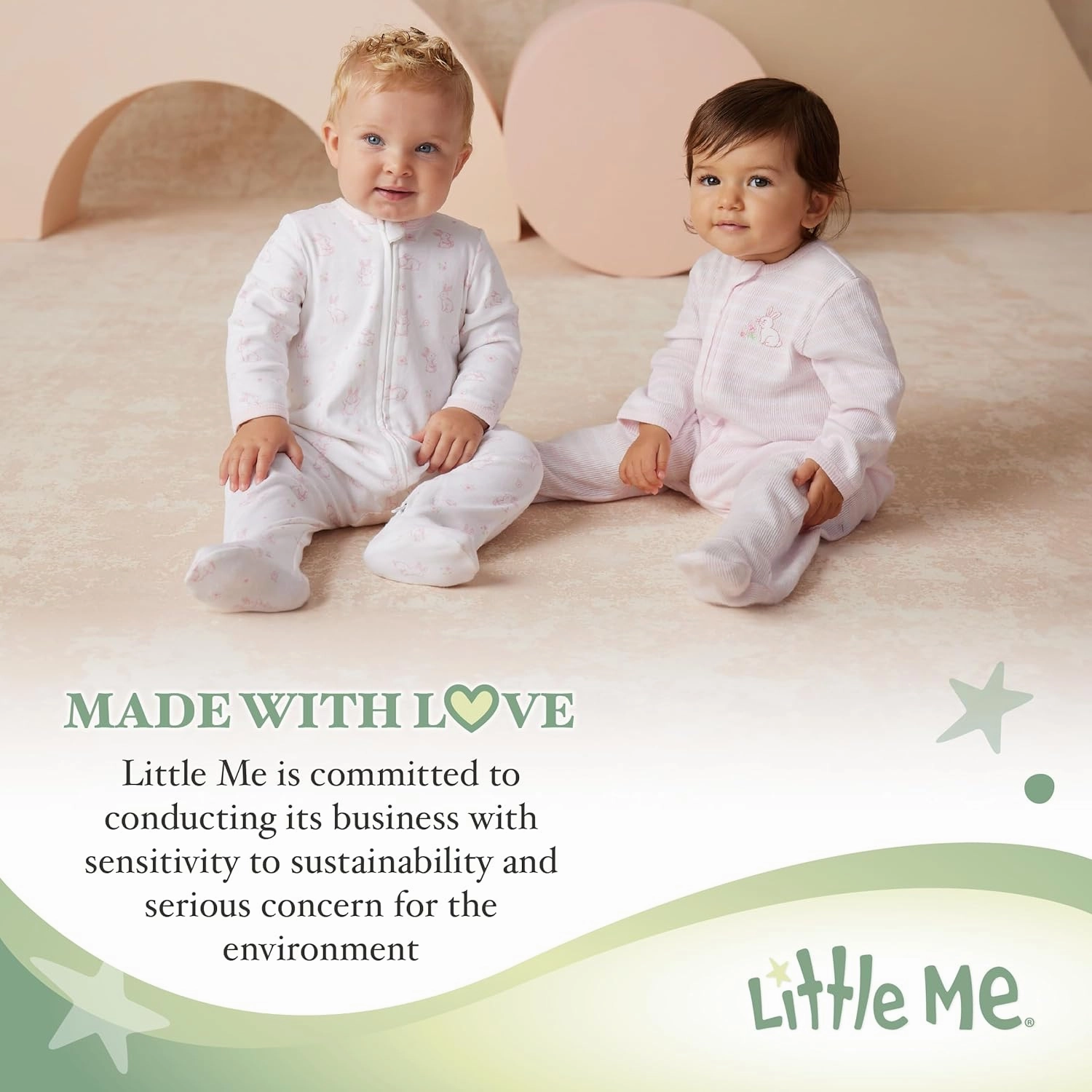 Little Me Baby Girl's Two-Piece UPF  50 Sun Protection Rash Guard Set