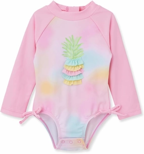 Little Me Baby Girl's Two-Piece UPF  50 Sun Protection Rash Guard Set