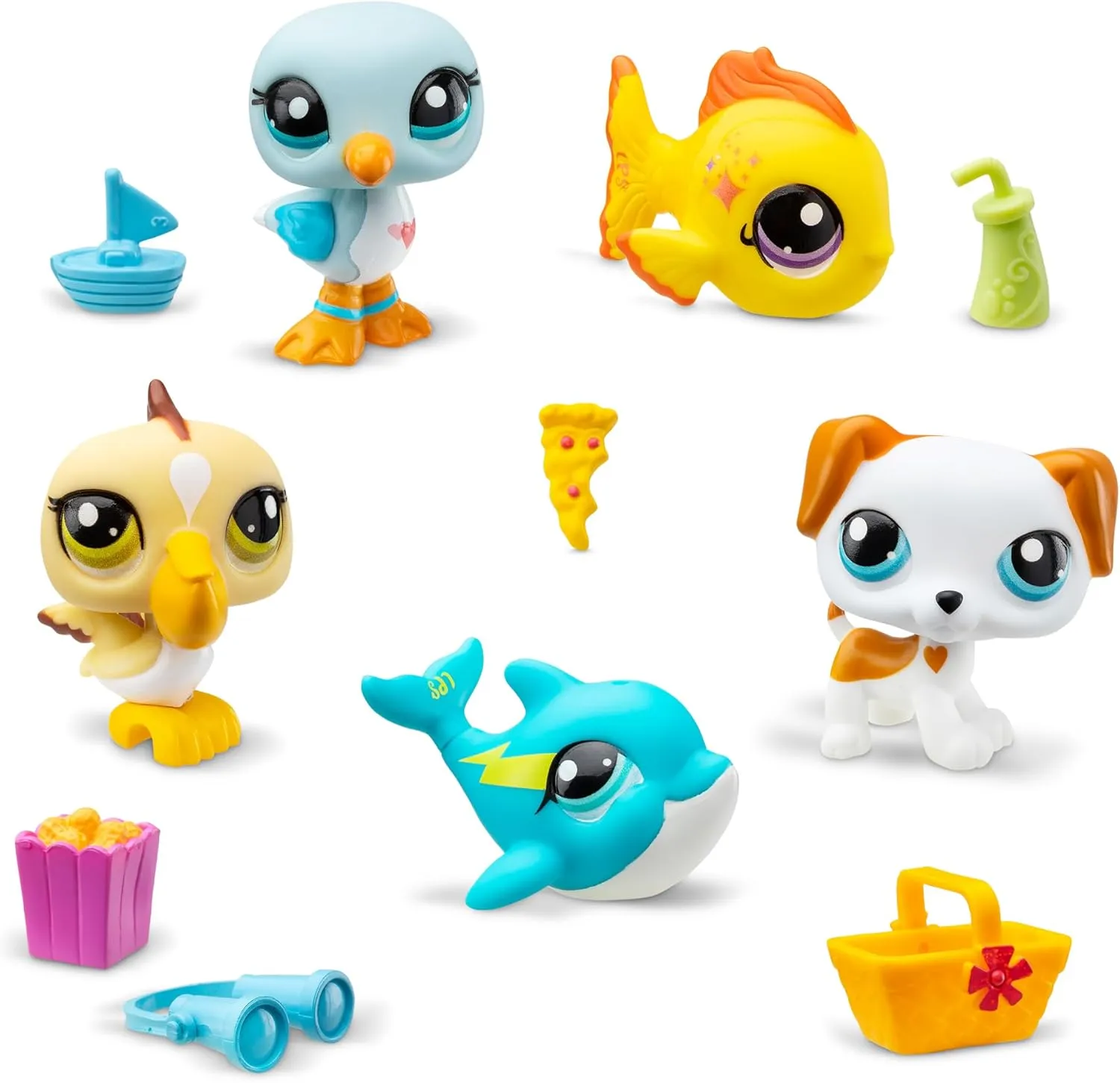 Littlest Pet Shop, Collector Set, Beach Besties Theme - Gen 7, Pets #61 to #65, Authentic LPS Bobble Head Figure, Collectible Imagination Toy Animal, Kidults, Girls, Boys, Kids, Tweens Ages 4 