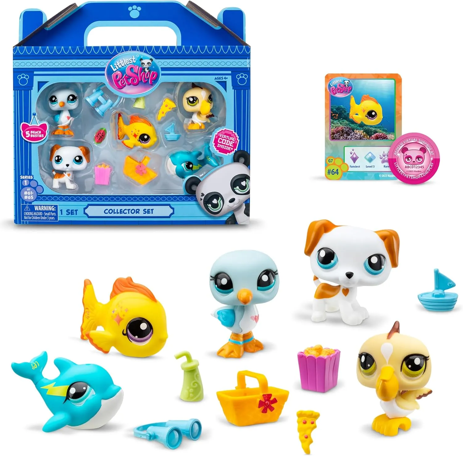 Littlest Pet Shop, Collector Set, Beach Besties Theme - Gen 7, Pets #61 to #65, Authentic LPS Bobble Head Figure, Collectible Imagination Toy Animal, Kidults, Girls, Boys, Kids, Tweens Ages 4 