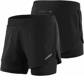 Lixada Women's Running Shorts 2-in-1 Double Layer Elastic Waistband Workout Fitness Active Yoga Jogging Athletic