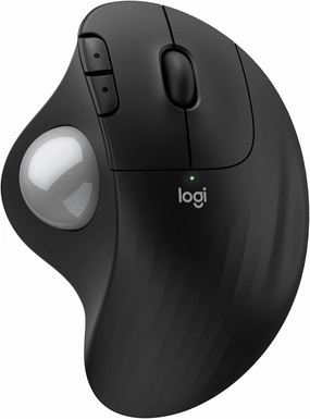 Logitech Ergo M575S Wireless Trackball Mouse, Wireless Ergonomic Mouse with Bluetooth and Encrypted Dongle, Comfortable Thumb Control, Precise and Smooth Tracking, for PC/Mac - Black Silver Ball
