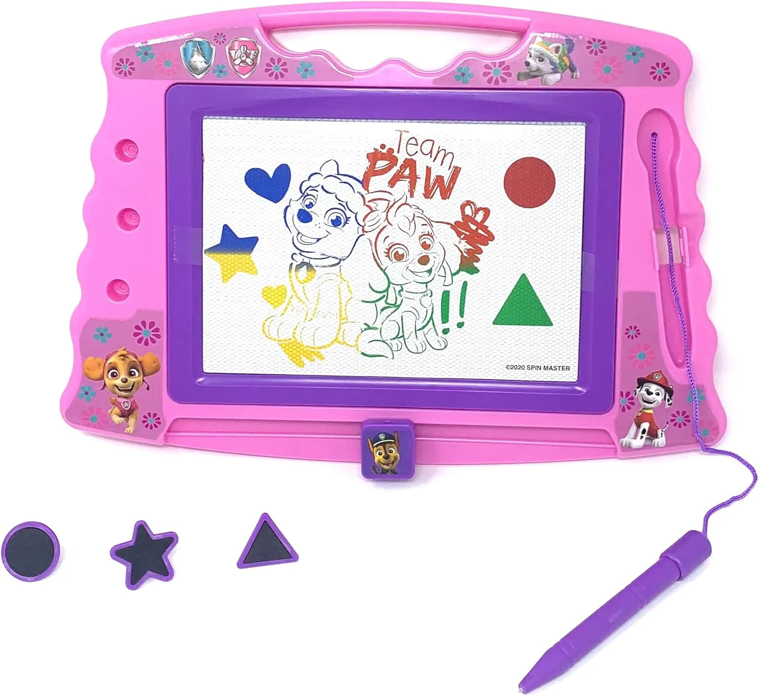 Lollipop PAW Patrol Magnetic Drawing Board with Stylus and 3 Stamps, for Girls or Boys (Pink)…
