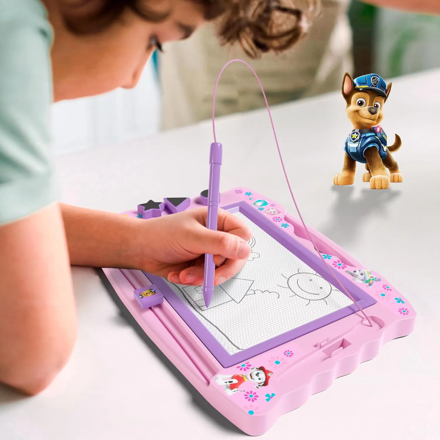 Lollipop PAW Patrol Magnetic Drawing Board with Stylus and 3 Stamps, for Girls or Boys (Pink)…