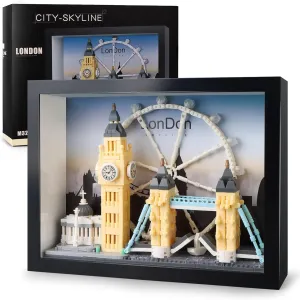 London City Skyline Micro Building Set, World Famous Architecture Model 3D Wall Art Home Office Décor Display, Landmarks London Bridge Gift Toy for Adults Kids 12  (1111PCS)