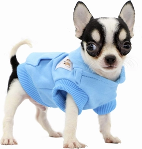 LOPHIPETS Dog Cotton Hoodies Sweatshirts for Small Dogs Chihuahua Puppy Clothes Cold Weather Coat-Cambridge Blue/XS