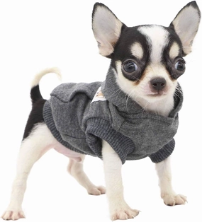 LOPHIPETS Dog Cotton Hoodies Sweatshirts for Small Dogs Chihuahua Puppy Clothes Cold Weather Coat-Charcoal/XXS