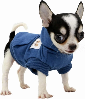 LOPHIPETS Dog Cotton Hoodies Sweatshirts for Small Dogs Chihuahua Puppy Clothes Cold Weather Coat-Navy/XS