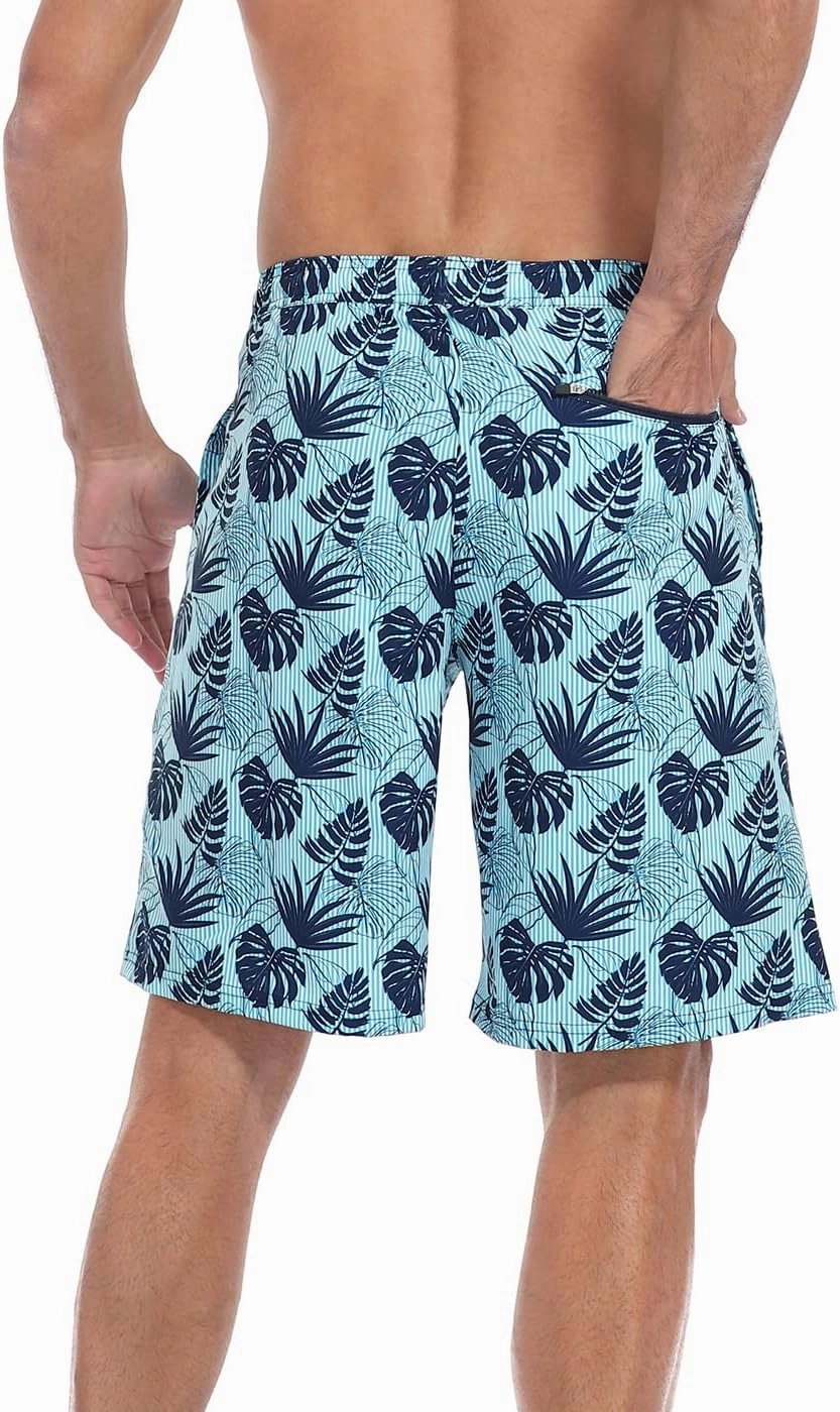LRD Men's Swim Trunks with Compression Liner 9 Inch Inseam Quick Dry Board Short