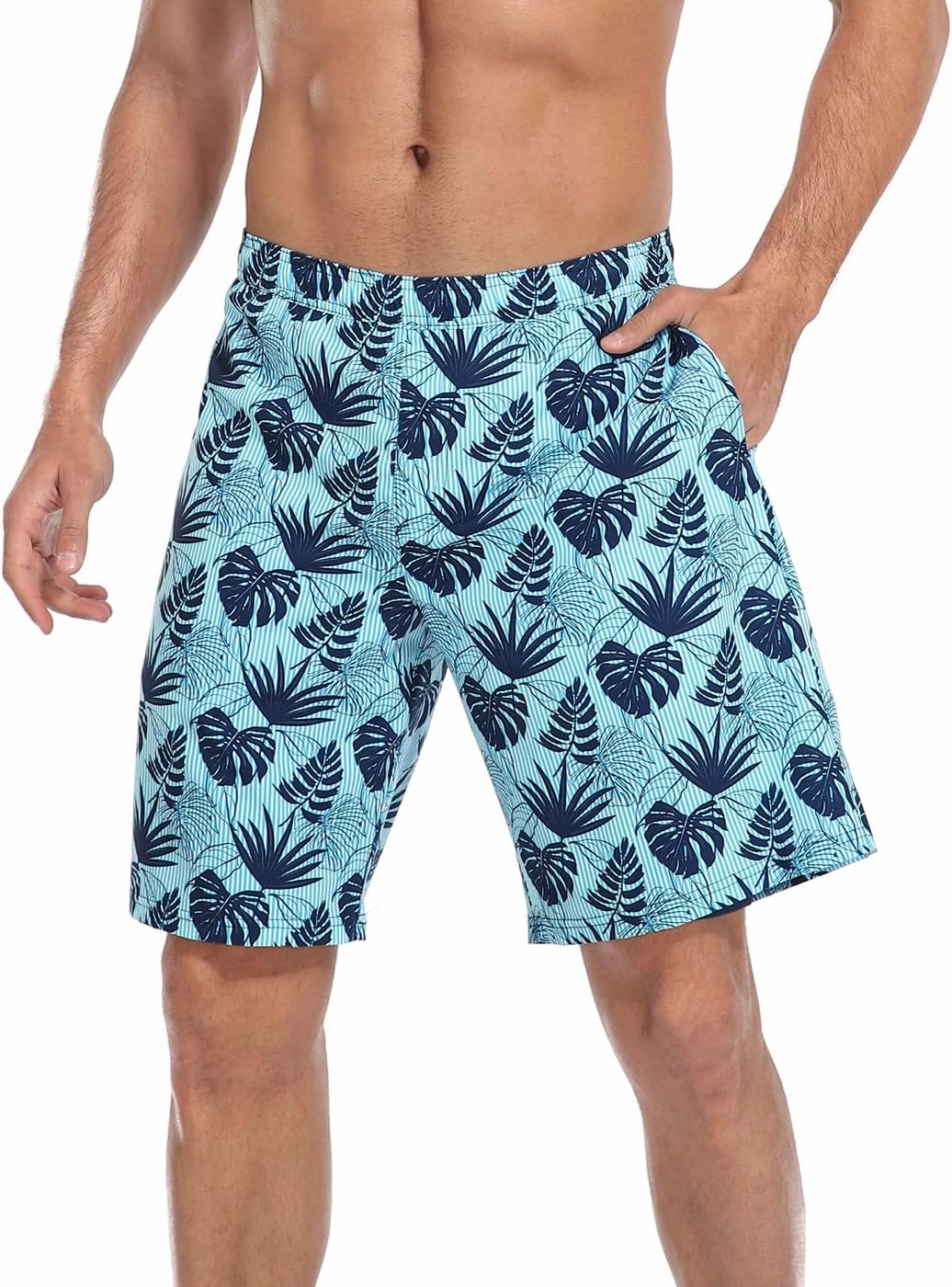 LRD Men's Swim Trunks with Compression Liner 9 Inch Inseam Quick Dry Board Short