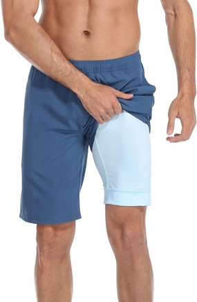 LRD Men's Swim Trunks with Compression Liner 9 Inch Inseam Quick Dry Board Short