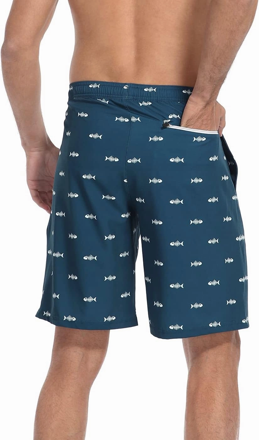 LRD Men's Swim Trunks with Compression Liner 9 Inch Inseam Quick Dry Board Short