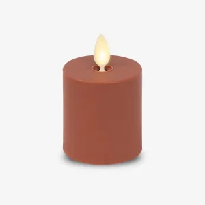 Luminara Outdoor Votive Flameless LED Candle, Baked Clay 2" x 3.2", Moving Flame Battery Operated Timer Remote Ready IPX4 Matte Plastic Finish