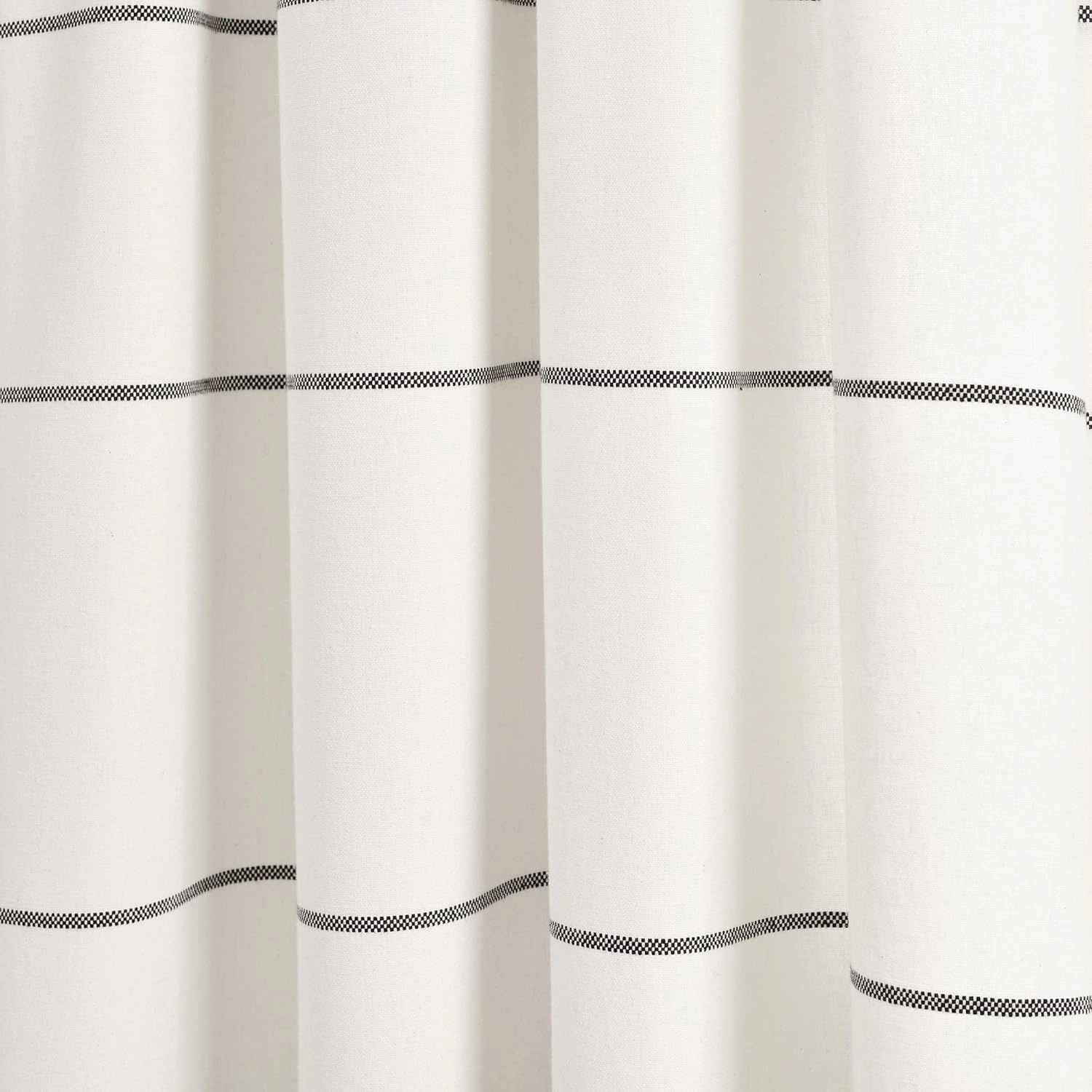 Lush Decor Farmhouse Boho Stripe Woven Tassel Yarn Dyed Cotton Window Curtain Panel Pair, 95" L x 42" W, Ivory & Black