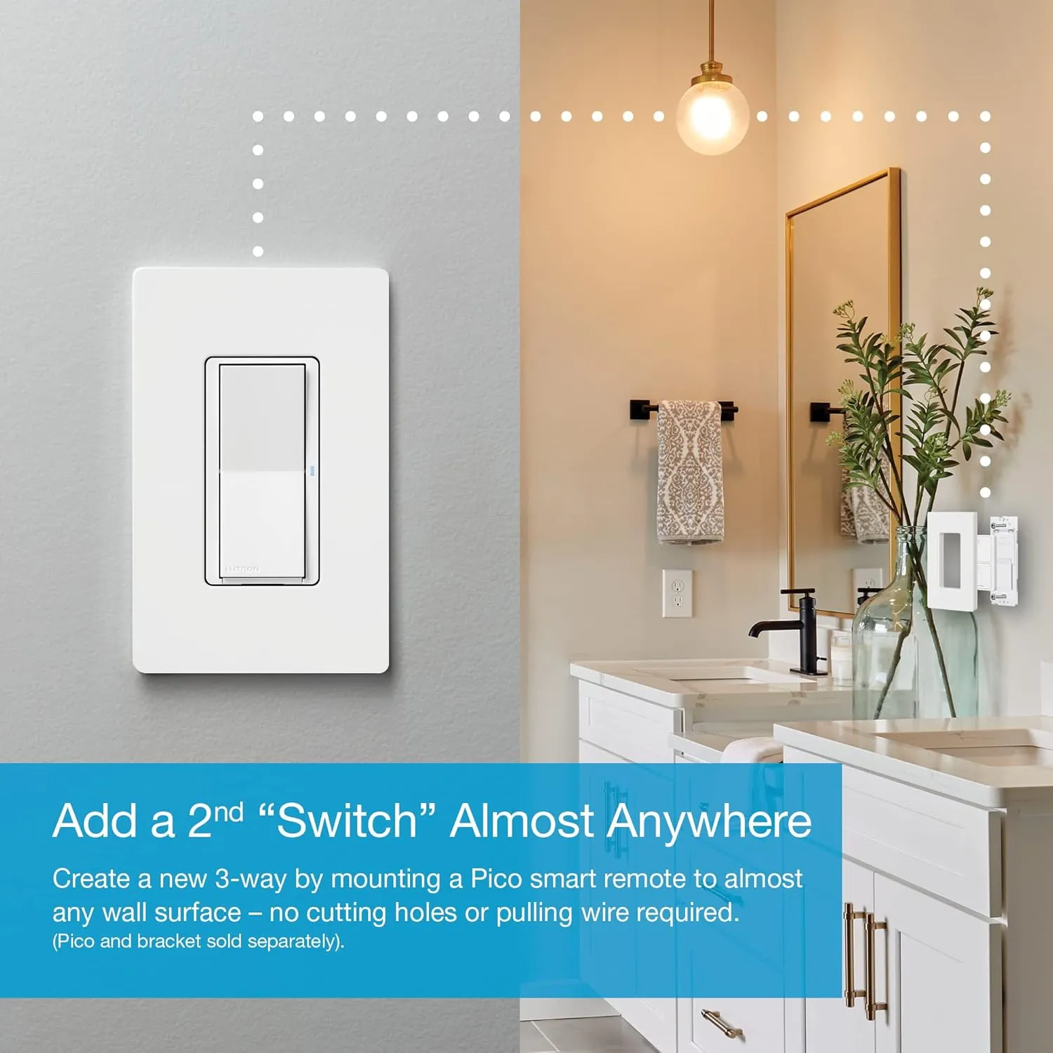 Lutron Claro Smart Switch w/ Wall Plate for Caseta Smart Lighting (Lutron Smart Hub Required), for LED Lights and Fans, 5 Amp, Single-Pole/3-Way, Neutral Required, DVRFW-5NS-WH-A, White