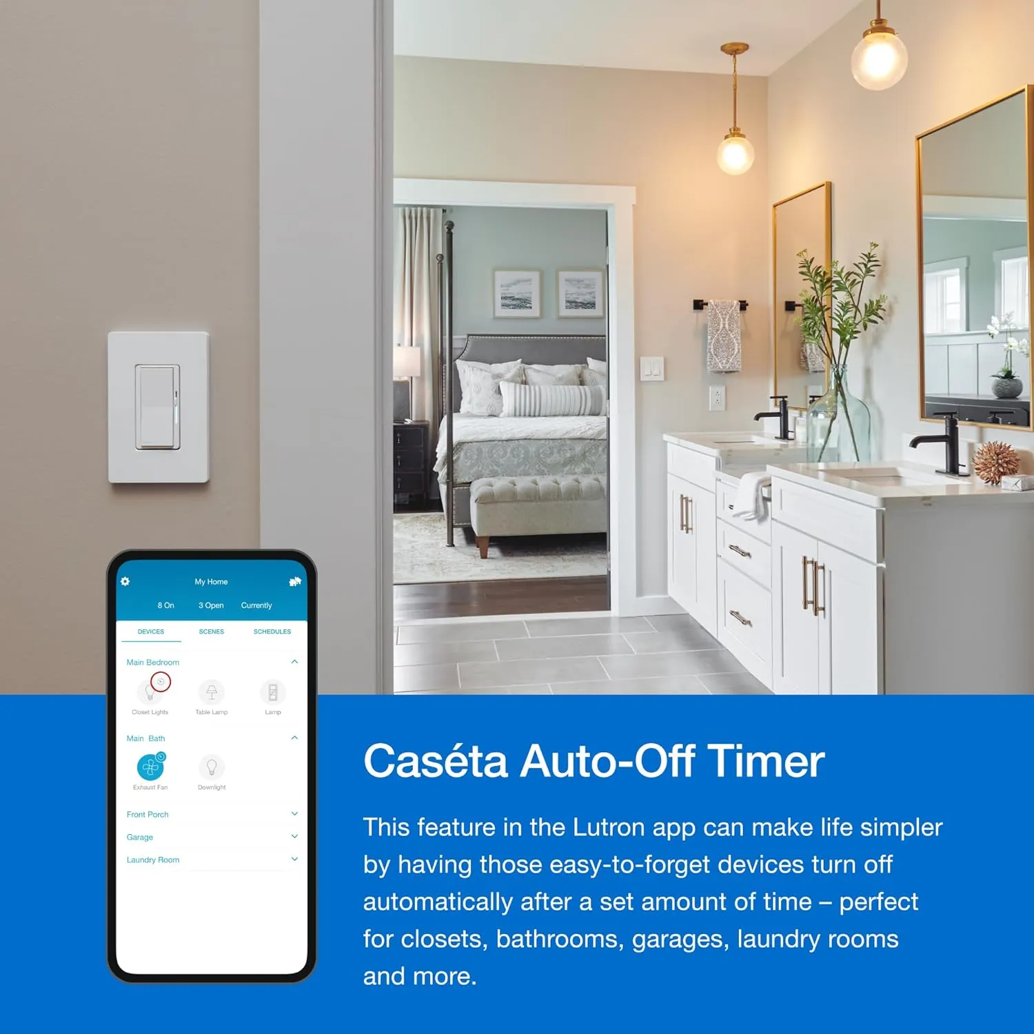 Lutron Claro Smart Switch w/ Wall Plate for Caseta Smart Lighting (Lutron Smart Hub Required), for LED Lights and Fans, 5 Amp, Single-Pole/3-Way, Neutral Required, DVRFW-5NS-WH-A, White