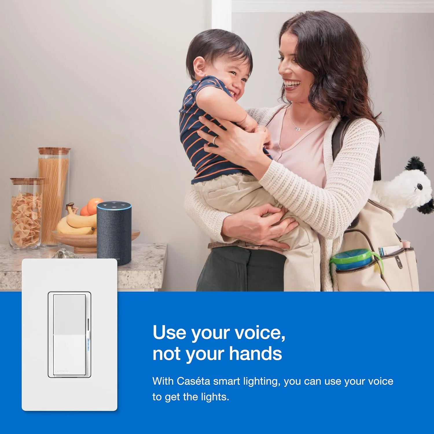 Lutron Diva Smart Dimmer Switch 3-Way Kit for Caseta Smart Lighting, w/Wall Plate, Pico Paddle Remote, Wallmount Bracket, and Label Stickers, 150 Watt, No Neutral Required, DVRF-PKG1D-WH