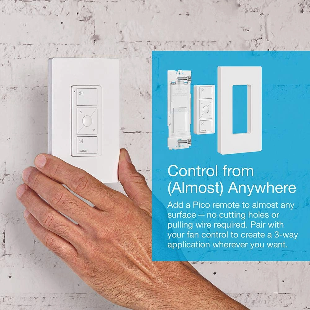 Lutron Caseta Smart Fan Speed Control Switch (Lutron Smart Hub Required), Single-Pole, PD-FSQN-WH, White
