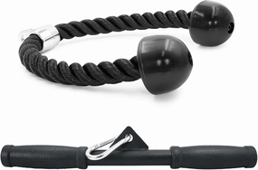 Luwint Cable Machine Attachment Set, Tricep Press Down Bar and 27'' Pull Down Rope, Triceps Bicep Arm Strength Training Accessories for Home Gym