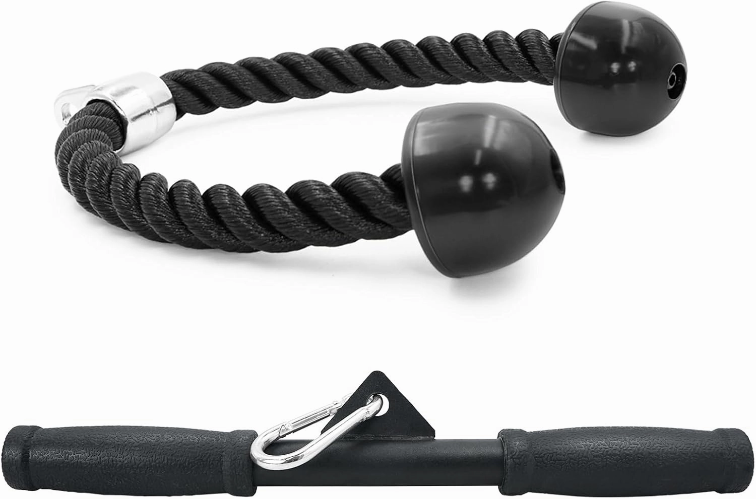 Luwint Cable Machine Attachment Set, Tricep Press Down Bar and 27'' Pull Down Rope, Triceps Bicep Arm Strength Training Accessories for Home Gym